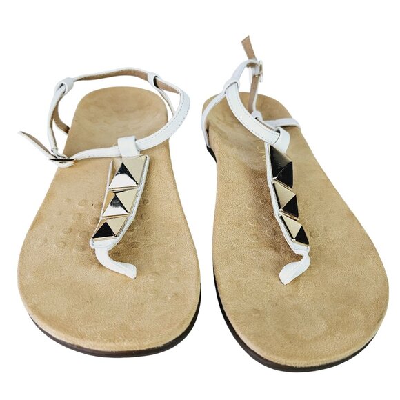 Vionic White Gold Orthaheel Rest NALA Embellished Flat Sandals 11W - Picture 2 of 8